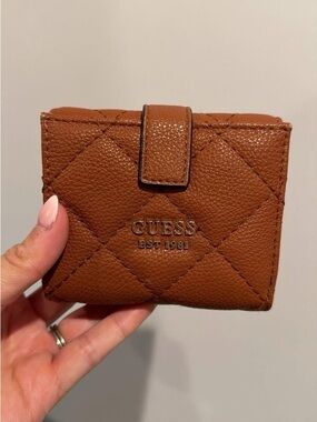 GUESS Quilted Wallet in Cognac Brown